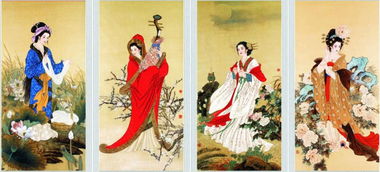 四大美女古典中式背景墙
